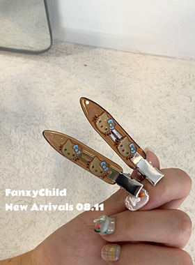 *可爱黑皮kitty猫蝴蝶结发夹无痕夹时尚潮流少女网红发饰刘海夹