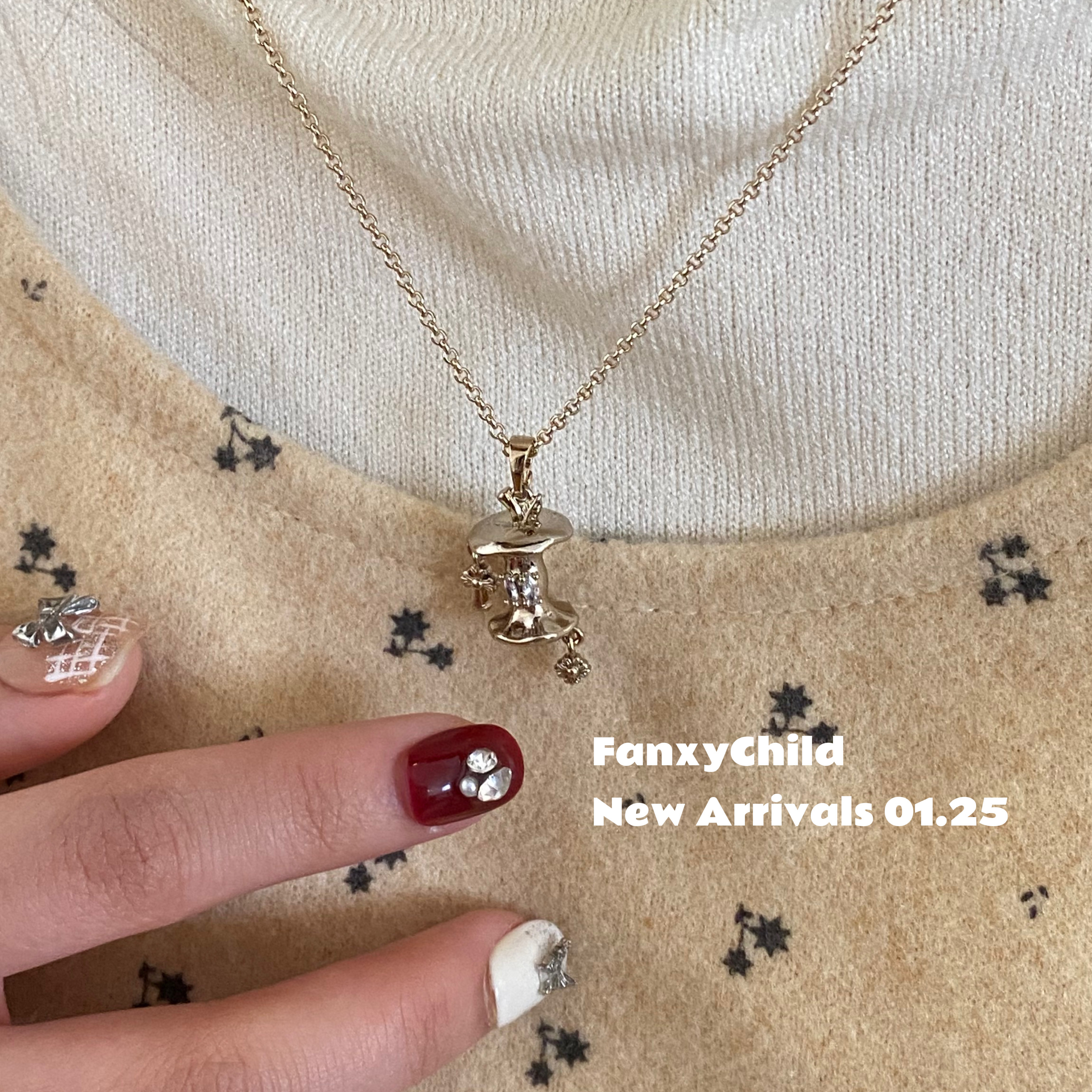 韩系小众Fanxy新款咖啡金苹果核项链女百搭设计感时尚锁骨链女
