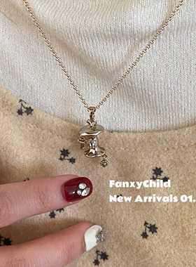 韩系小众Fanxy新款咖啡金苹果核项链女百搭设计感时尚锁骨链女