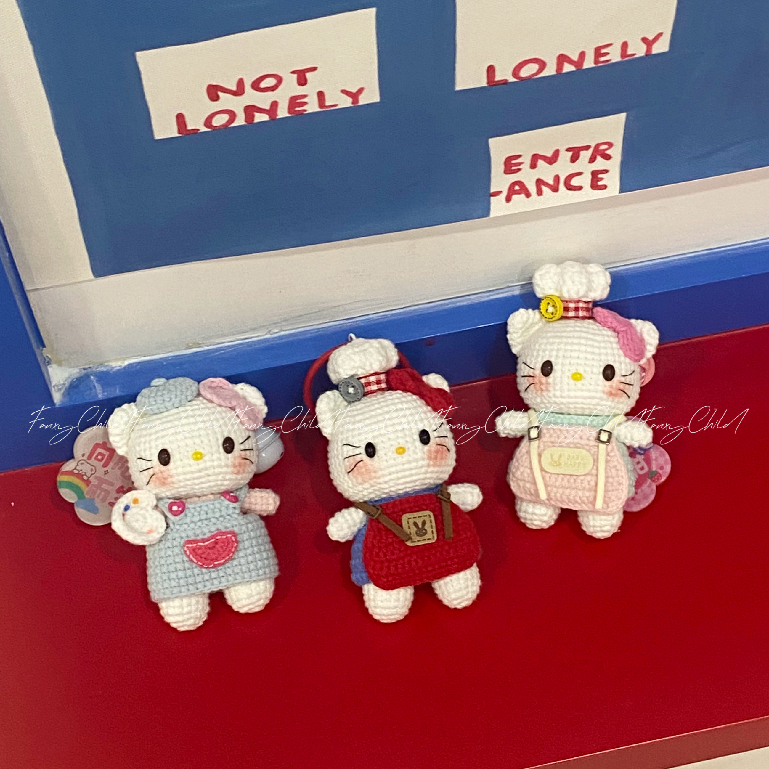 Fanxy成品新款Kitty挂件钥匙扣毛线手工编织教师节小礼物钩织