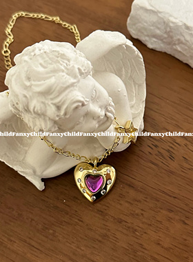 Fanxy宋妍霏同款定制锆石重工宝石爱心星星项链镀14k金颈链