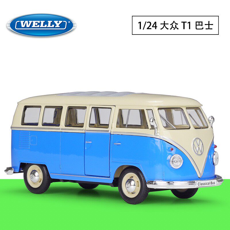威利WELLY1:24大众1972T2巴士BUS面包车仿真合金汽车模型玩具红色