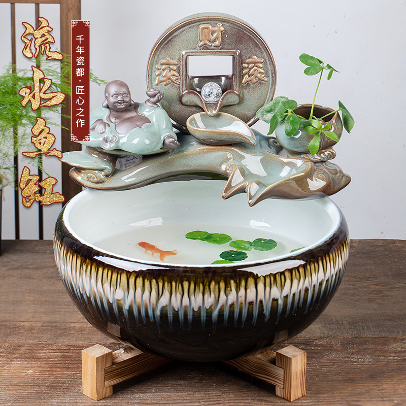 景德镇陶瓷金鱼缸养荷花莲花盆乌龟锦鲤睡莲缸特大号水缸庭院客厅