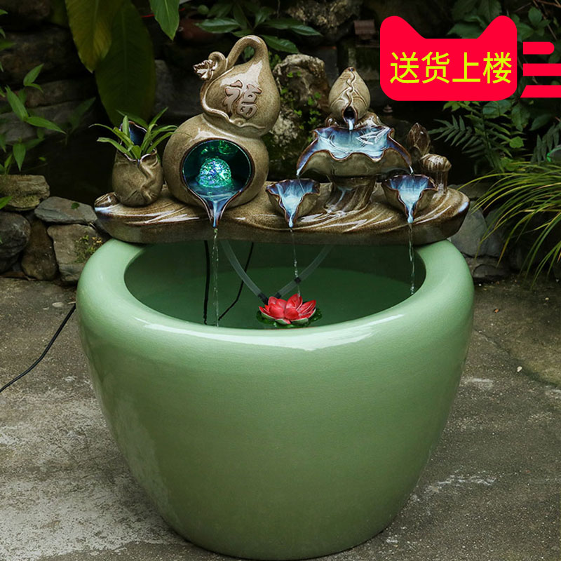 景德镇陶瓷鱼缸养金鱼缸碗睡莲花盆荷花缸乌龟缸大号书画庭院水缸