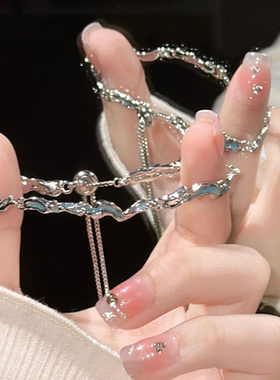 冰蓝海域甜酷不规则蓝色海浪小众精致闺蜜手链礼物