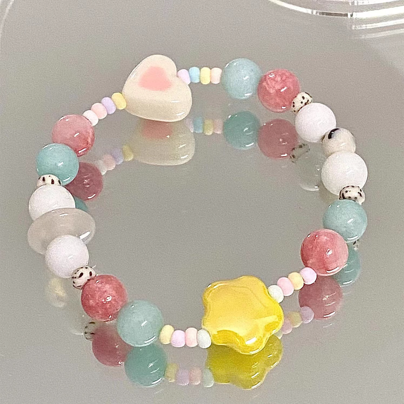 清新夏日糖果色星星爱心串珠手链女少女甜美多色可选手串