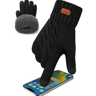 触屏针织手套秋冬季 骑行开车加绒加厚学生防寒保暖手套现货批 男士