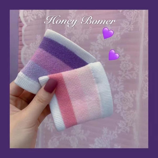 手腕护腕ins风少女可爱粉彩虹条纹软妹百搭饰品女