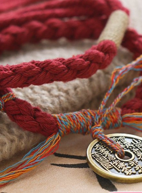 新中式藏式编绳女款国风手链精致小众闺蜜情侣