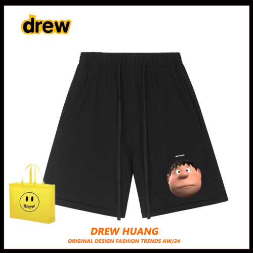 美潮Drew笑脸字母胖虎印花休闲短裤五分裤女FOG高街潮牌情侣裤夏