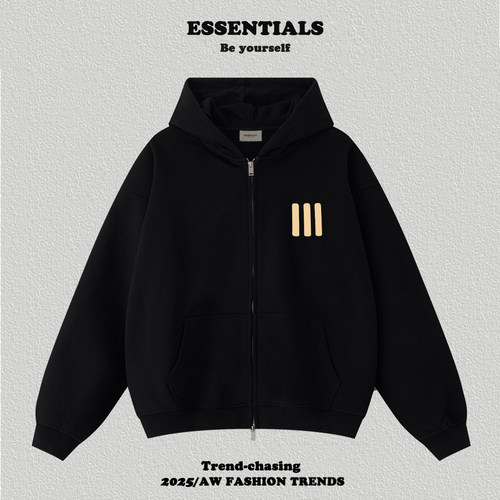 Essentials三条杠连帽卫衣情侣款