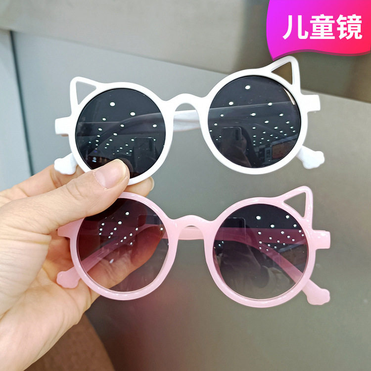 猫耳朵儿童墨镜2021新款时尚个性太阳镜防紫外线可爱宝宝眼镜潮流
