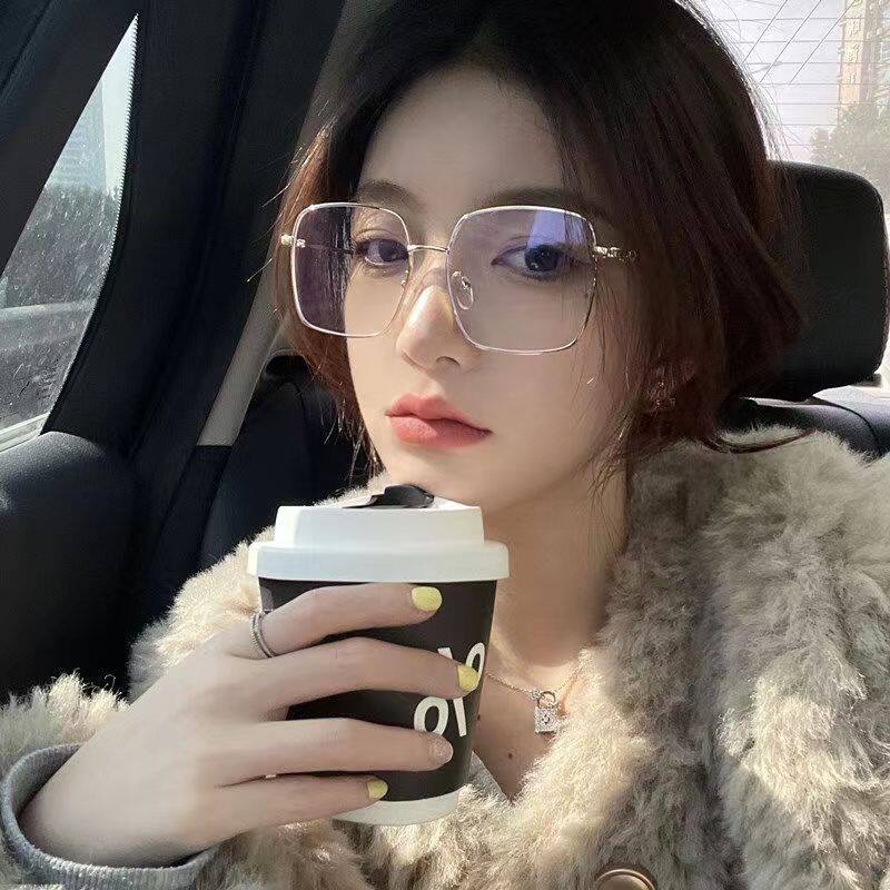 防蓝光近视眼镜女有度数平光镜金属镜框网红大脸显瘦近视成品眼镜