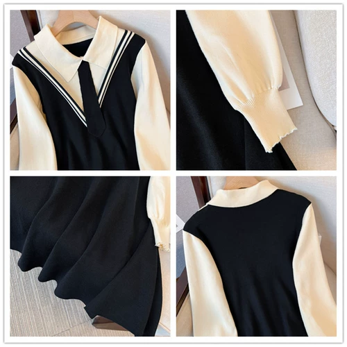 Модный трикотажный комплект, платье, большой размер, подходит для полных девушек, городской стиль, по фигуре