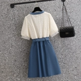 Летний дизайнерский комплект, джинсовое платье, большой размер, подходит для полных девушек, тренд сезона