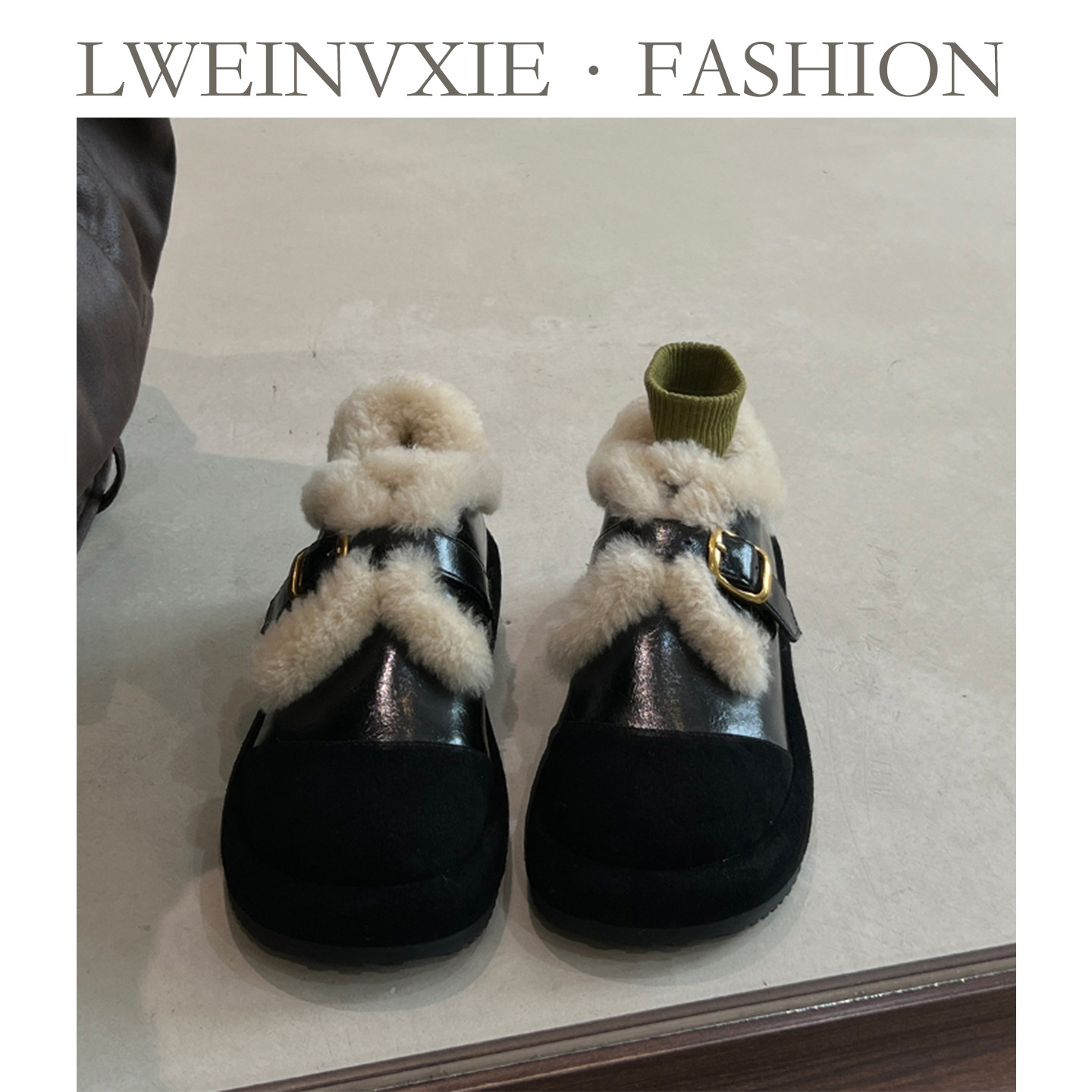 复古毛绒勃肯鞋女加绒保暖乐福鞋平底厚底增高仙女鞋平底鞋,女鞋,时尚雪地靴,淘宝优惠券,粉丝福利购,淘宝优惠卷