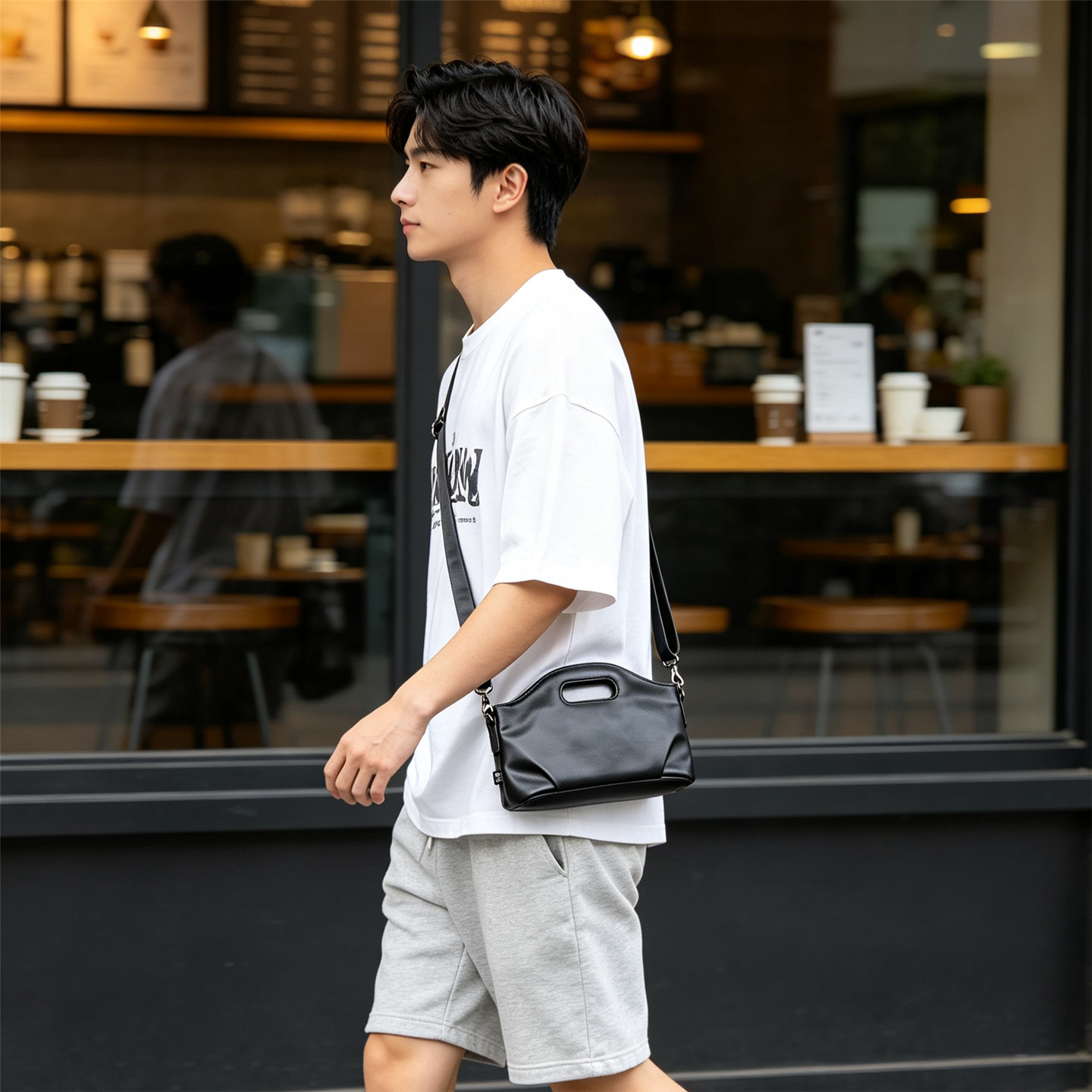 threebox男士简约手拎斜挎包