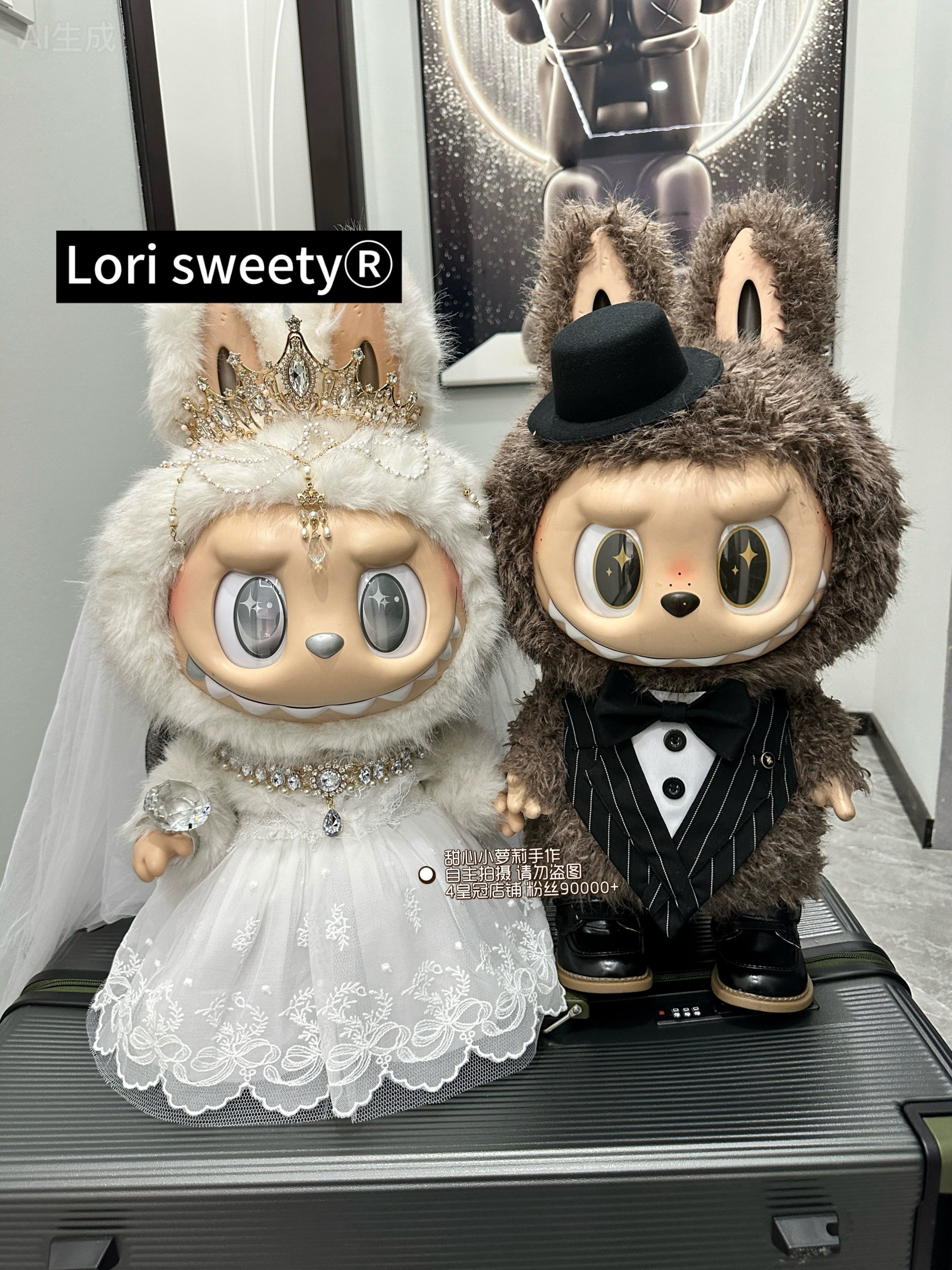 原创原版58大首领阴晴天使婚纱大首领西装zimomo衣服压床娃娃衣服