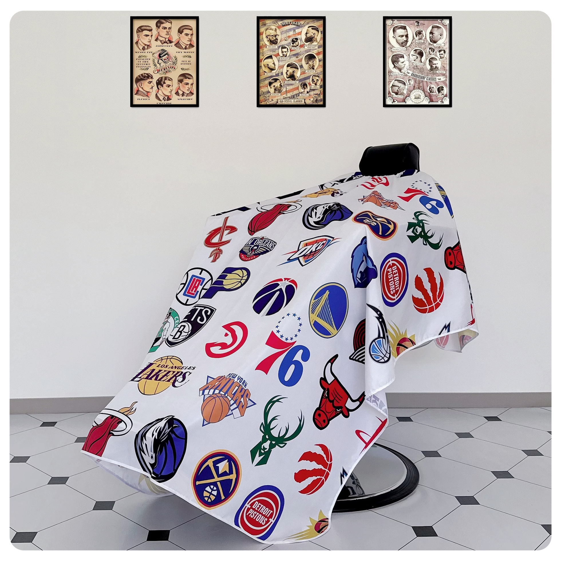 满拼美式barbershop围布加大加长