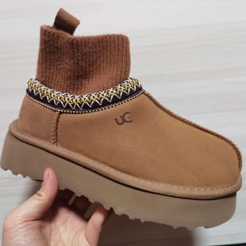 断码36码河南桑坡U家带标皮毛一体真羊毛雪地靴保暖短靴子毛棉鞋