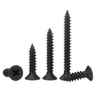 黑色304不锈钢十字沉头自攻螺丝镀黑锌螺钉KA黑色平头自攻木螺钉