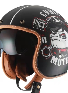 CYRIL赛罗摩托车半盔复古哈雷四分之三头盔四季男女轻便小巧 B206