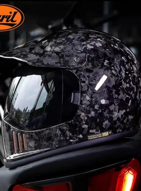 CYRIL赛罗 碳纤维头盔摩托车复古头盔四季男女夏季机车街超轻全盔