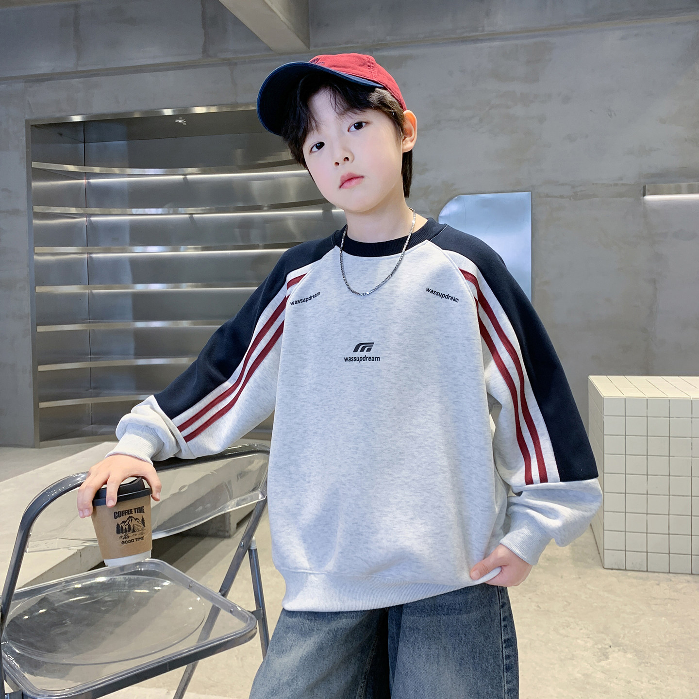 男童春秋卫衣儿童洋气韩版长袖t恤胖童时尚潮流青少年休闲上衣