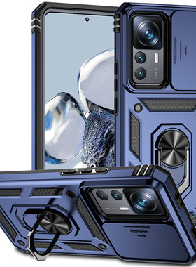 适用小米12TPro手机壳小米12T保护套防摔12T新款Pro保护套mi海外版磨砂隐形支架男女Xiaomi12t电话case外壳黑