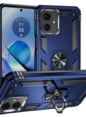 适用于摩托罗拉G54power手机壳xt2343-3磨砂支架指环motog54保护套5g防摔moto黑色男女硅胶CASE外壳moto g64