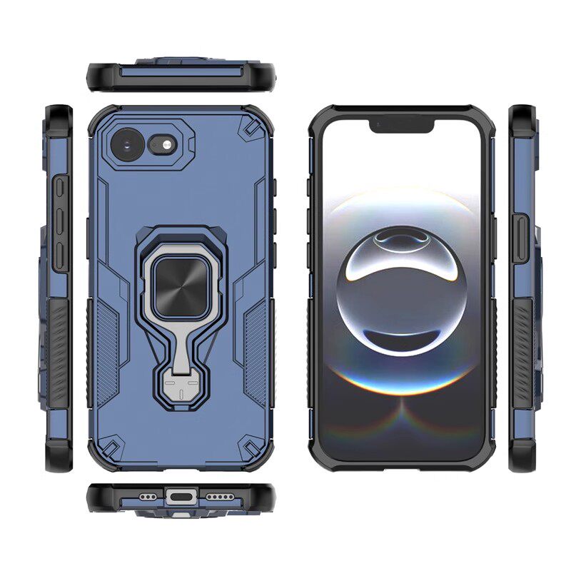 适用iPhone16e手机壳专用苹果16e外壳2025年新款保护套支架金属指环磨砂防摔se4硬壳蓝ipone全包镜头全包边男