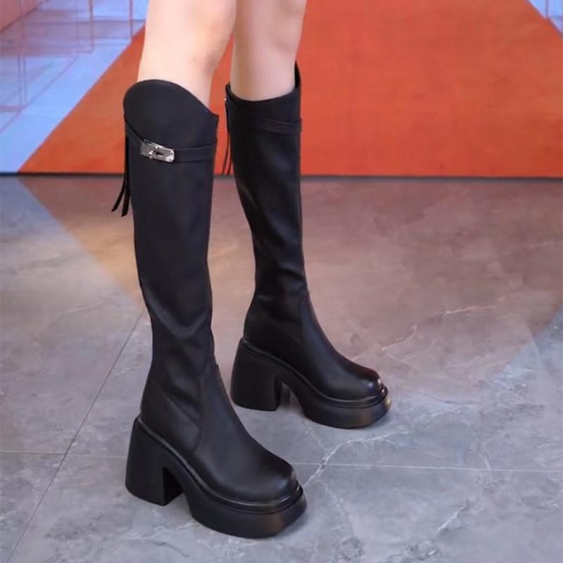 防水台厚底高跟长靴女