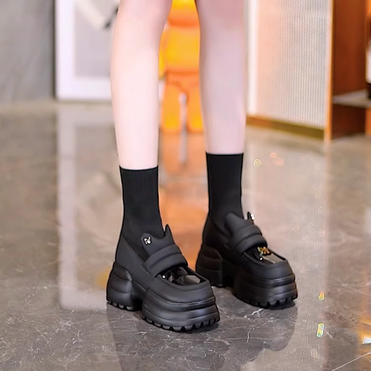 防水台厚底瘦瘦靴女2025年秋冬新款松糕短靴针织弹力袜靴百搭单靴,女鞋,弹力靴/袜靴,淘宝优惠券,粉丝福利购,淘宝优惠卷