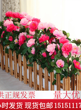 仿真花假花草实木防腐阳窗台隔断