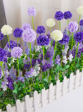 栅栏塑料假花仿真花客厅墙角阳窗台隔断遮挡装饰绢花落地套装雏菊