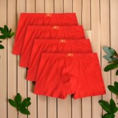 底裤 100%棉平角男士 头纯棉青年加大码 福字本命年全棉大红色裤 内裤