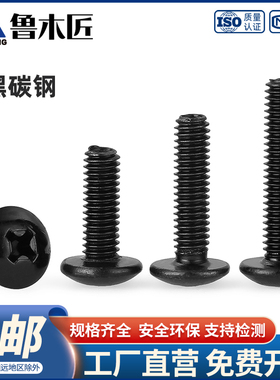 黑色大扁头十字螺丝TM伞头半圆头螺丝钉蘑茹头扁头机丝M3M4M5M6