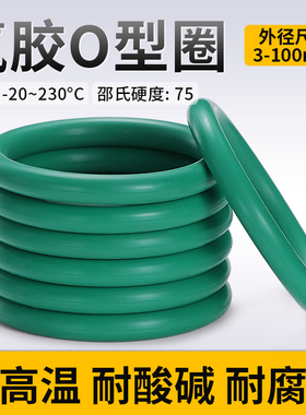 氟胶O型圈耐高温密封圈绿色o型橡胶垫圈线径1.5/2/2.4/3.1/4/5mm