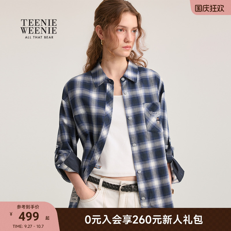 TeenieWeenie格纹刺绣长袖衬衫