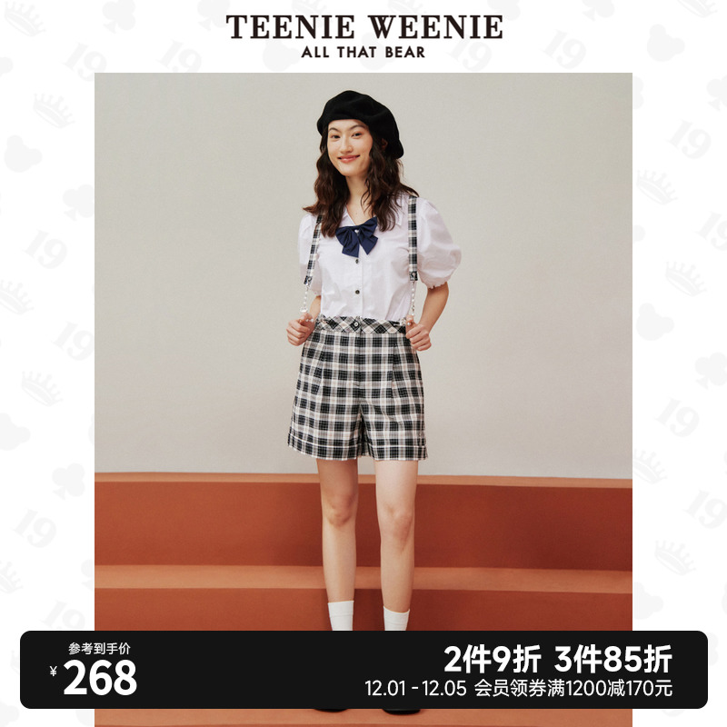 TeenieWeenie小熊夏季新款学院风时髦少女感背带短裤裤子女