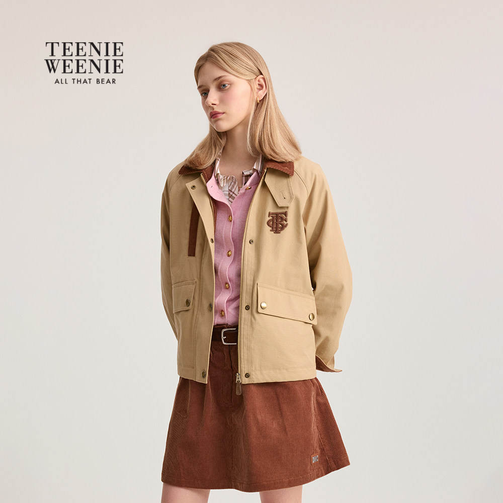TeenieWeenie小熊女装巴恩风短外套2025秋季新款灯芯