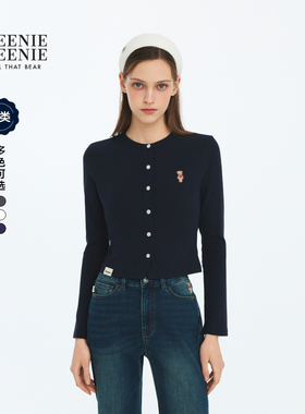 TEENIEWEENIE bearnova26年春季新款女装柔软贴肤圆领长袖开衫T恤