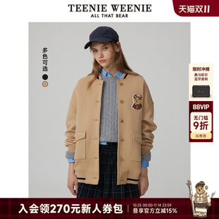 女装 外套宽松时尚 简约学院风棒球服卫衣开衫 TeenieWeenie小熊秋季