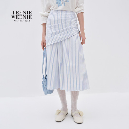 TEENIEWEENIE bearnova小熊女装2026夏季新款条纹撞色围裹式半裙