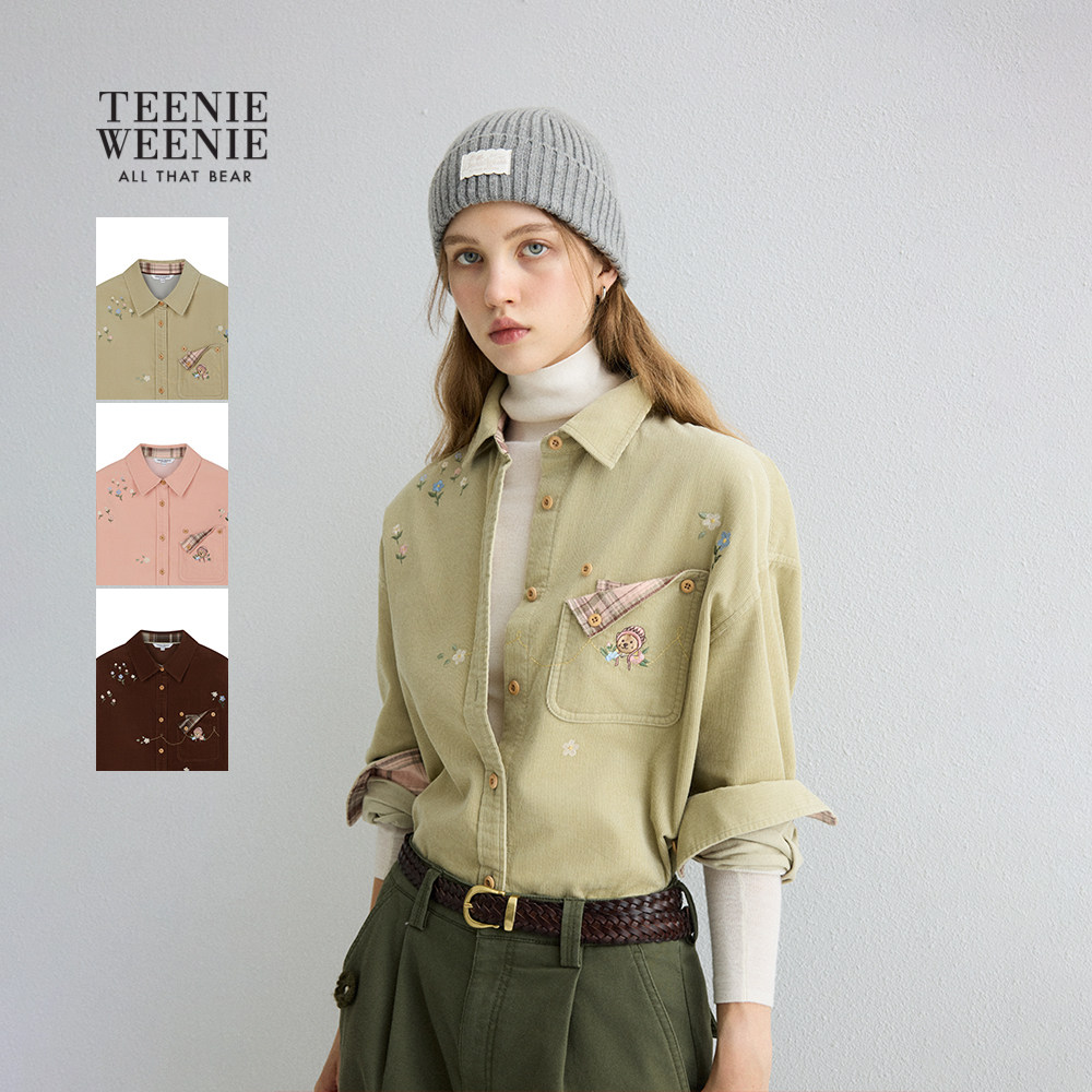 【赵露思同款】TeenieWeenie小熊女装衬衫秋冬季舒适格纹