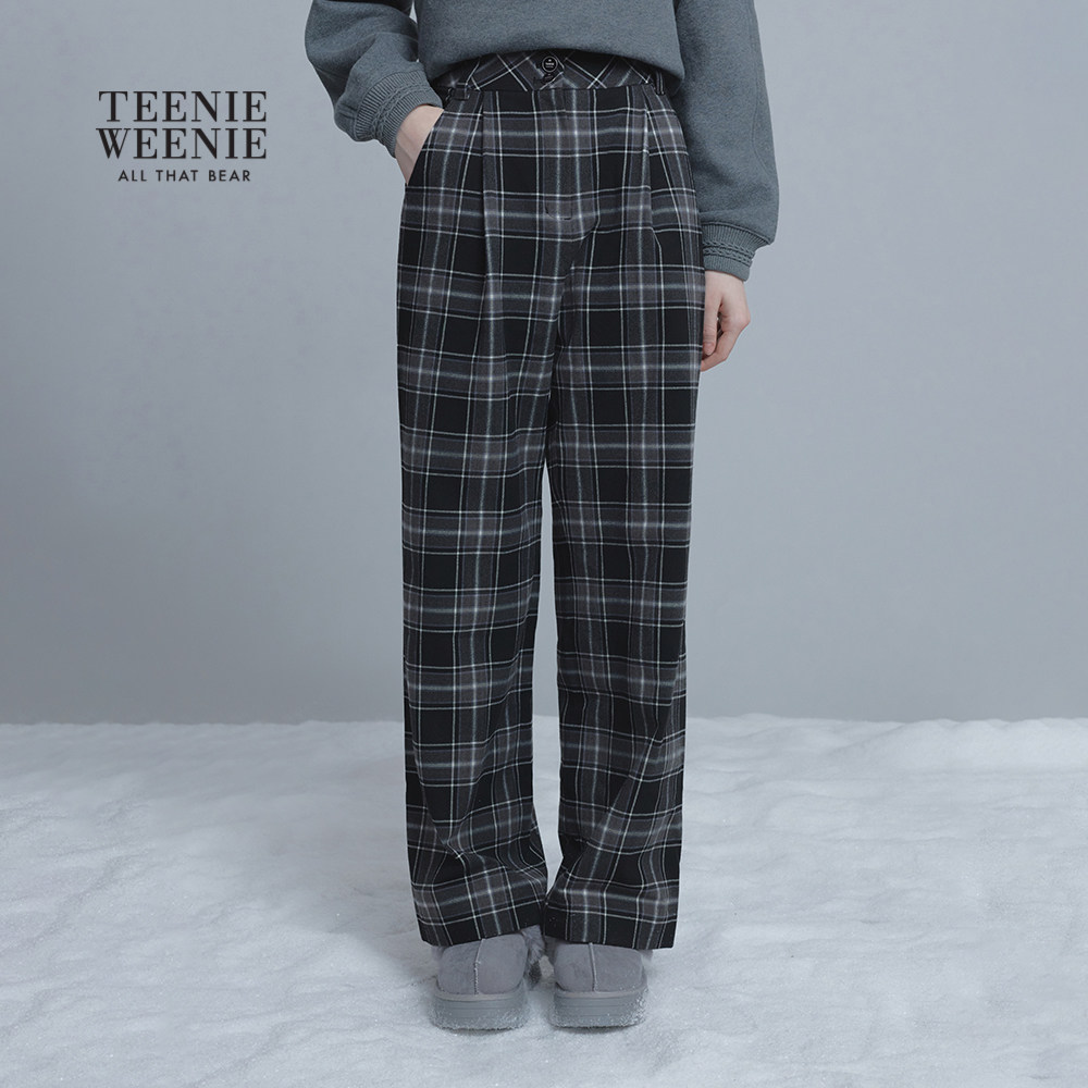 TeenieWeenie小熊女装休闲裤25冬新款时尚舒适简洁宽松款格子长裤,女装/女士精品,休闲裤,淘宝优惠券,粉丝福利购,淘宝优惠卷