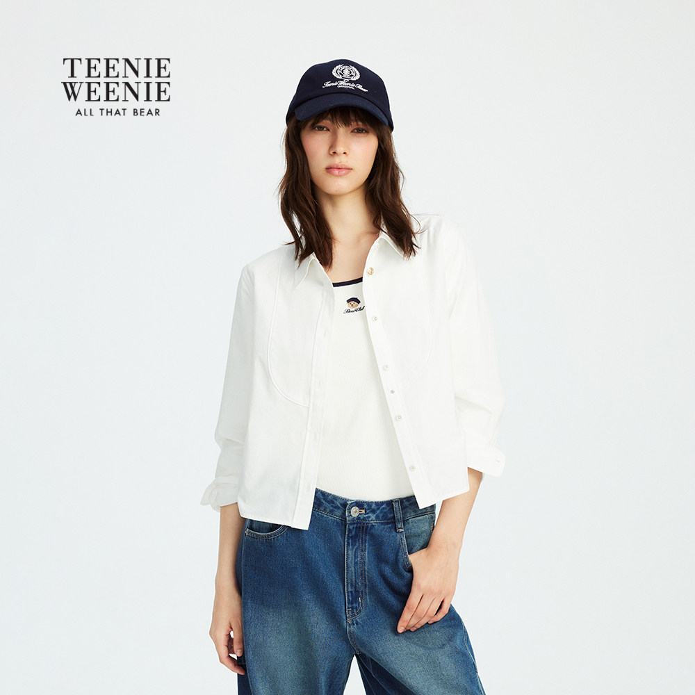 TeenieWeenie小熊女装衬衫秋季清爽活力时髦短款约褶白衬衣外套,女装/女士精品,衬衫,淘宝优惠券,粉丝福利购,淘宝优惠卷