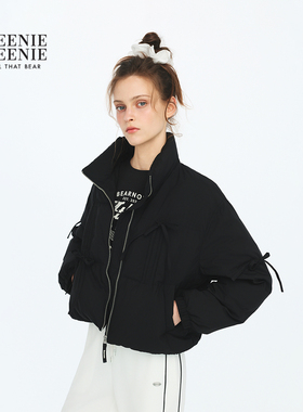 TEENIEWEENIE bearnova26春季新款女可调节抽绳系带保暖立领棉服