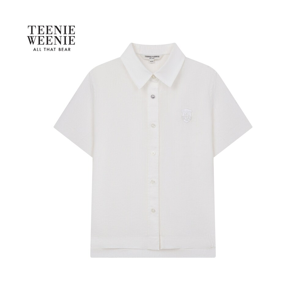 TeenieWeenie小熊女装26夏季新款简约时尚休闲舒适宽松短袖衬衫
