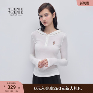 女裝 TEENIEWEENIE bearnova2025秋季 新款 小熊刺繡休閑連帽打底衫